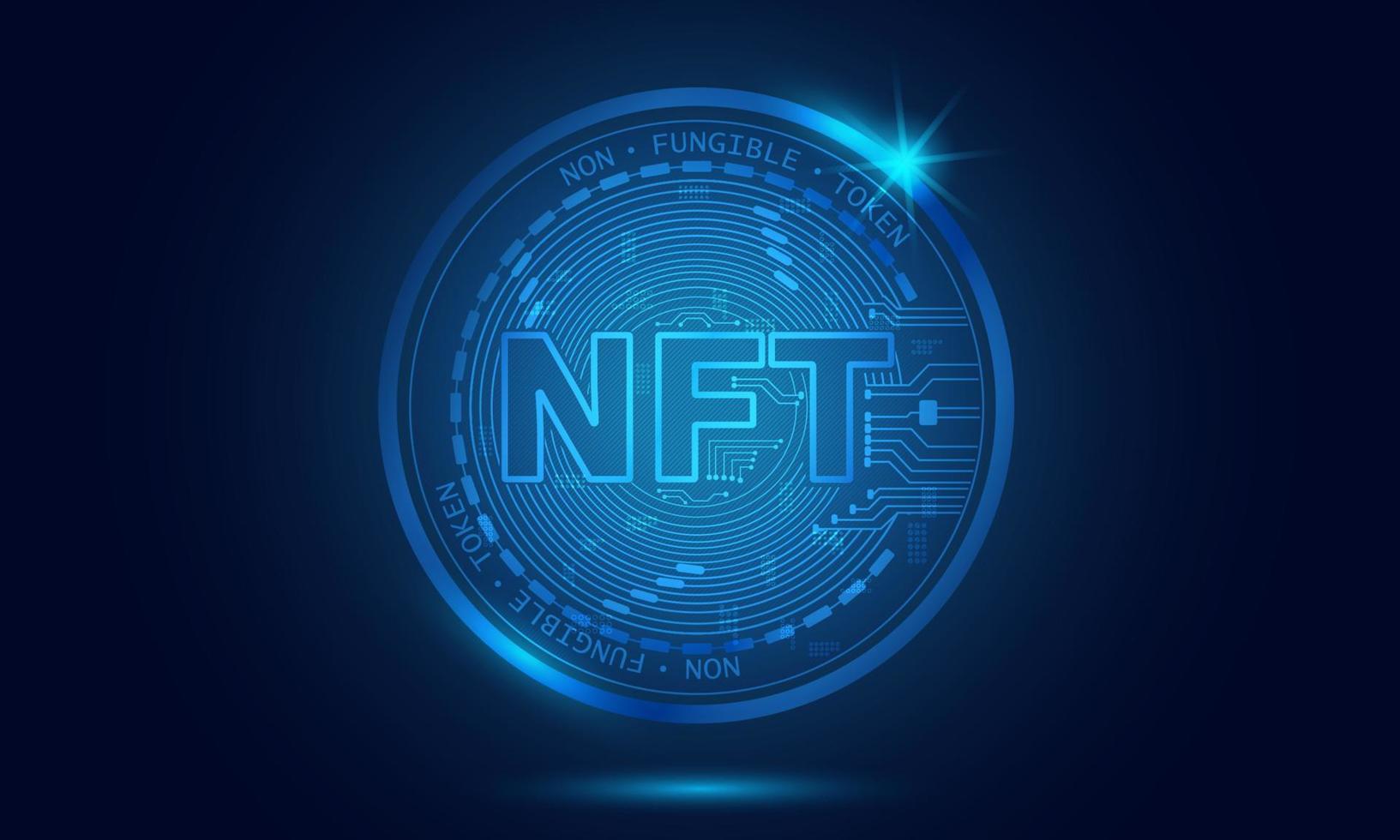 token non fungibile nft concept.abstract futuristico sfondo blu tecnologico. vettore