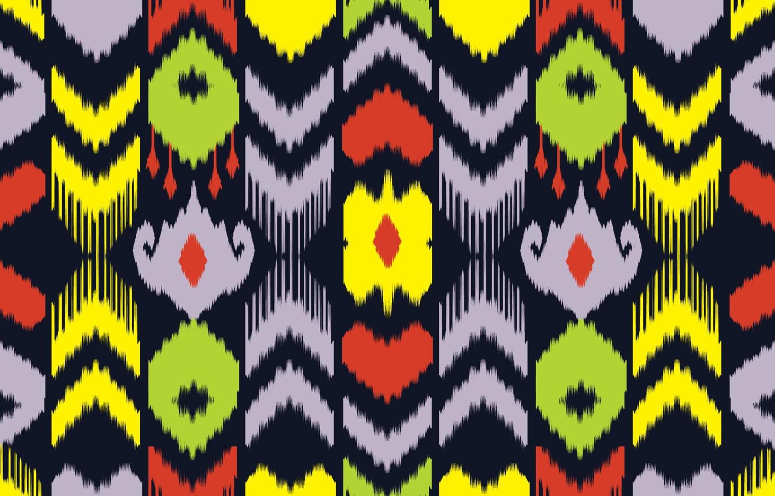 bella arte astratta etnica ikat. modello senza cuciture in ricamo tribale, popolare, arte colorata. stampa di ornamenti d'arte geometrica azteca. design per moquette, carta da parati, abbigliamento, avvolgimento, tessuto, copertina. vettore