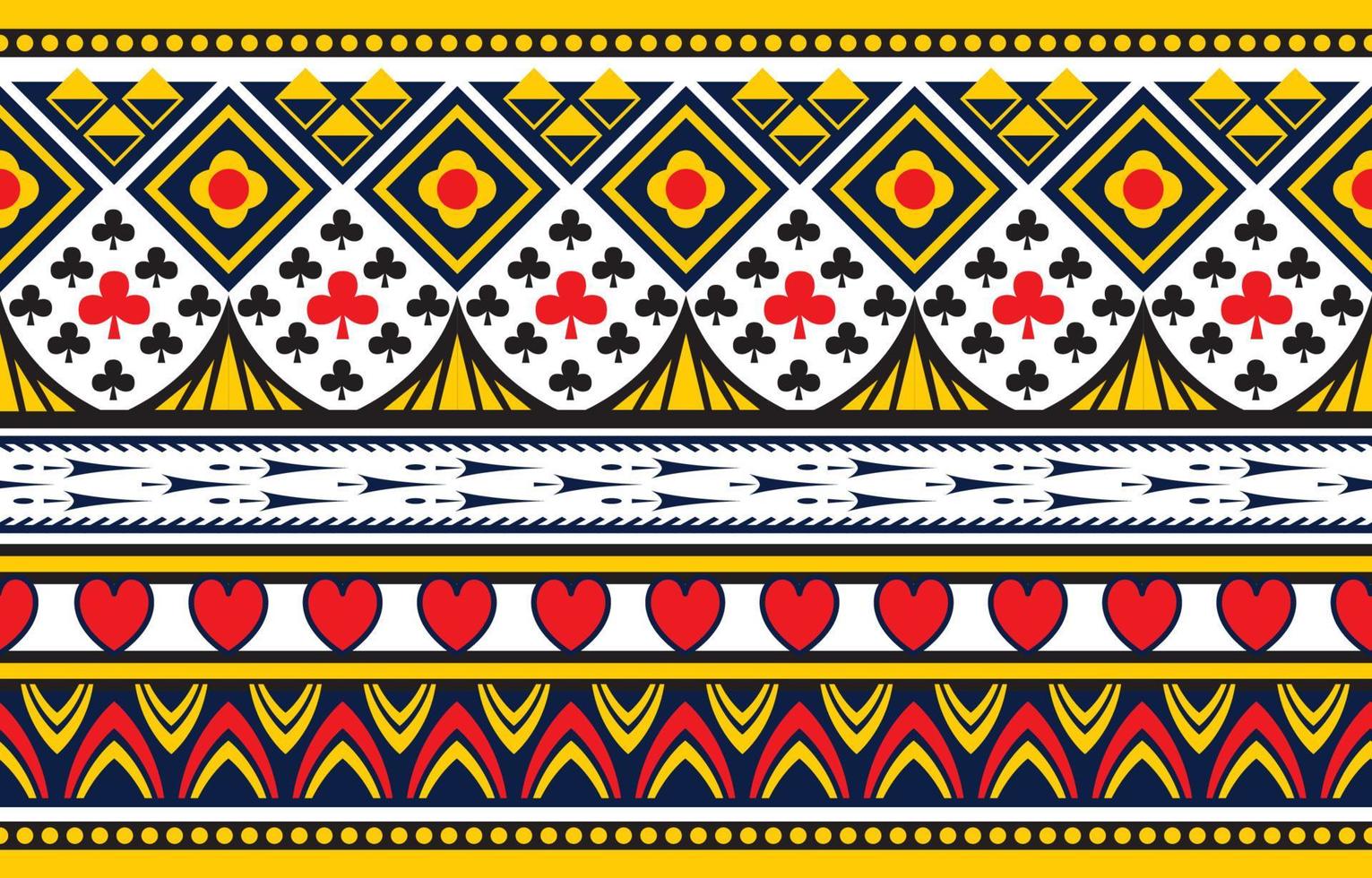 design etnico motivo quadrato blu cuore rosso. disegno artistico chevron, ricamo popolare. stampa di ornamenti d'arte geometrica azteca. design per moquette, carta da parati, abbigliamento, avvolgimento, tessuto, copertina. vettore