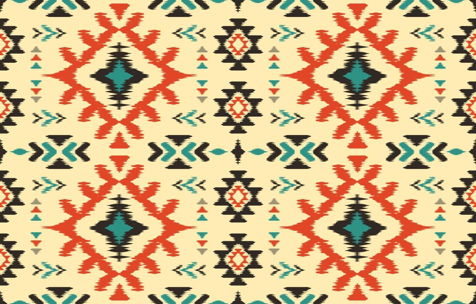 bella arte ikat astratta etnica. modello senza cuciture in stile tribale, popolare e messicano. stampa di ornamenti d'arte geometrica azteca. design per moquette, carta da parati, avvolgimento, tessuto, copertina. vettore