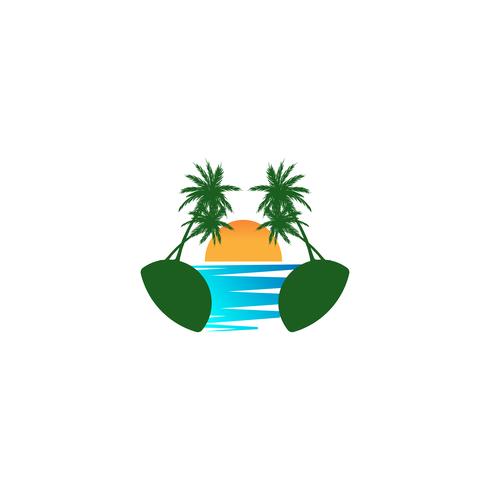 elemento dell&#39;icona di vettore di progettazione di logo di tramonto della spiaggia, concetto di logo di tramonto