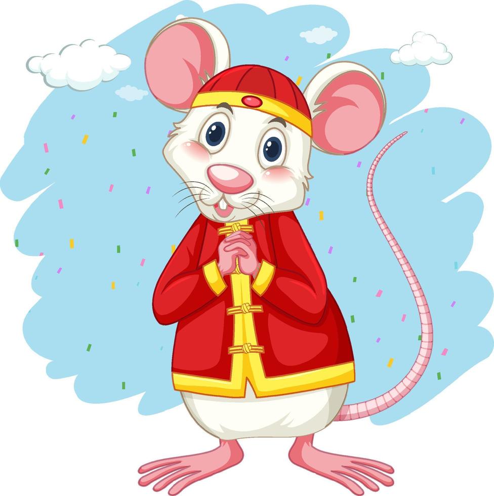 topo felice in costume cinese rosso vettore