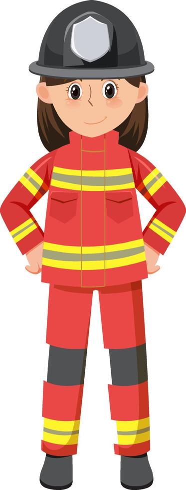 un personaggio dei cartoni animati di pompiere su sfondo bianco vettore
