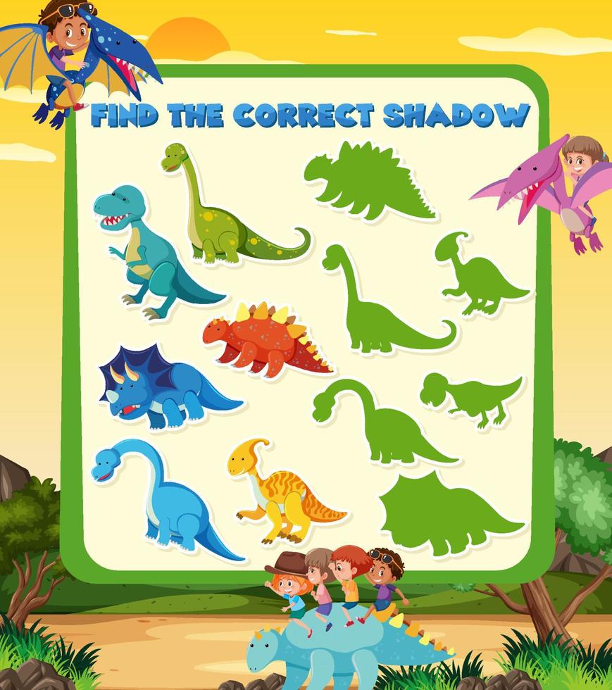 trova il modello di gioco ombra corretto di dinosauro vettore