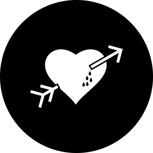 Icona della freccia di Corss cuore vettoriale