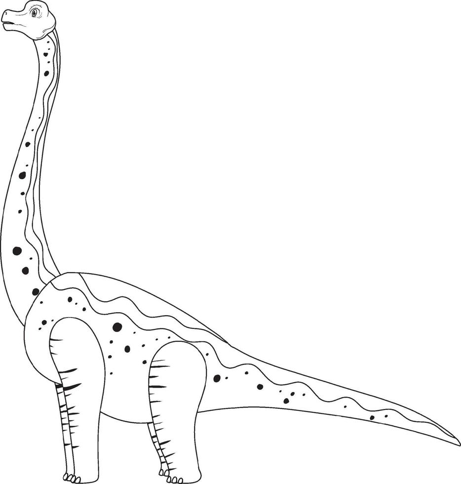 contorno di doodle di dinosauro brachiosaurus su sfondo bianco vettore
