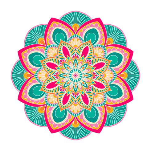 Vector Mandala ornament. Elementi decorativi d&#39;epoca Modello rotondo orientale. Islam, arabo, indiano, turco, pakistan, cinese, motivi ottomani. Sfondo floreale disegnato a mano.