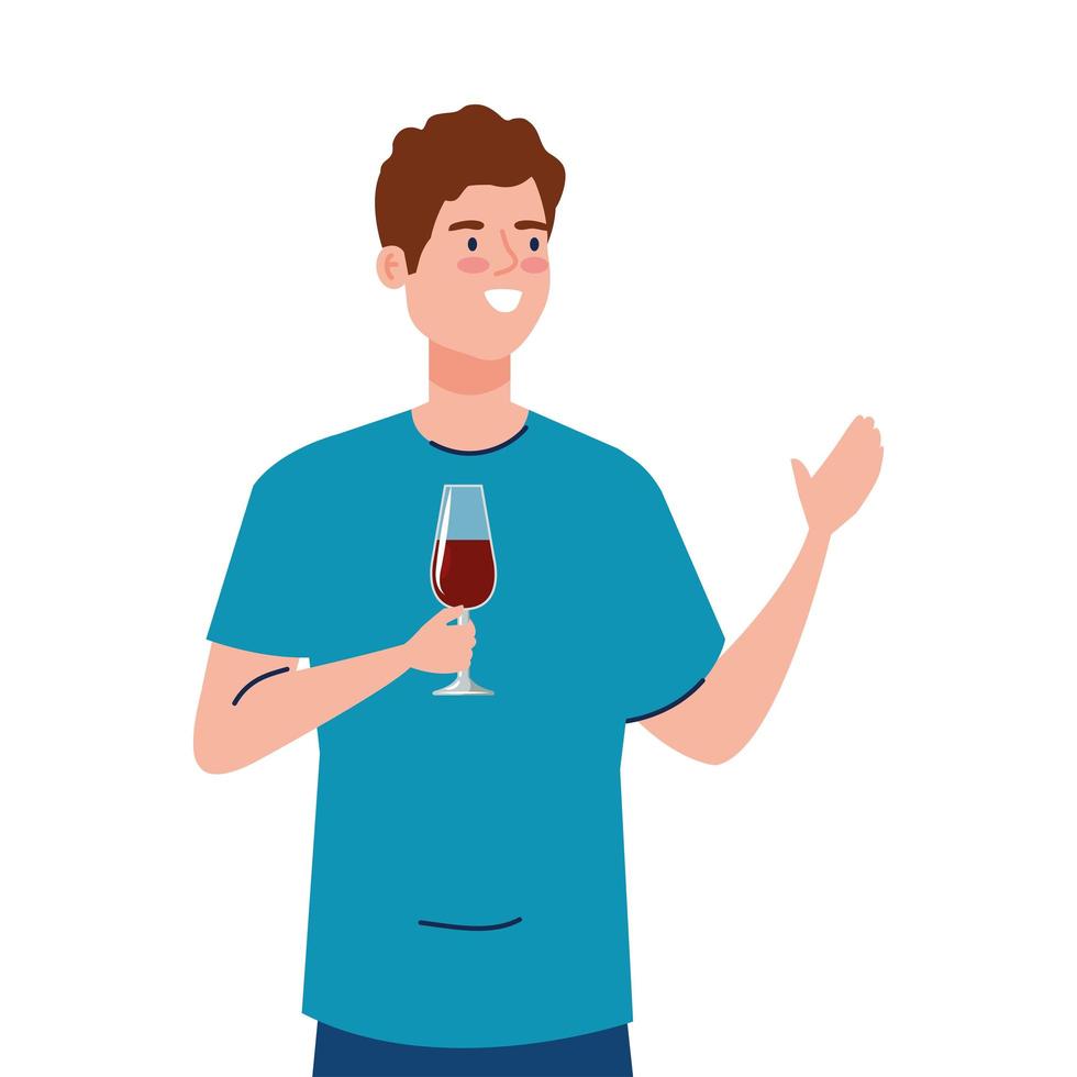 avatar uomo con disegno vettoriale tazza di vino