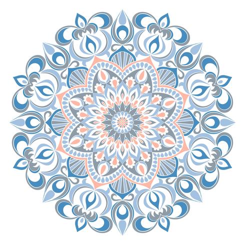 Vector Mandala ornament. Elementi decorativi d&#39;epoca Modello rotondo orientale. Islam, arabo, indiano, turco, pakistan, cinese, motivi ottomani. Sfondo floreale disegnato a mano.