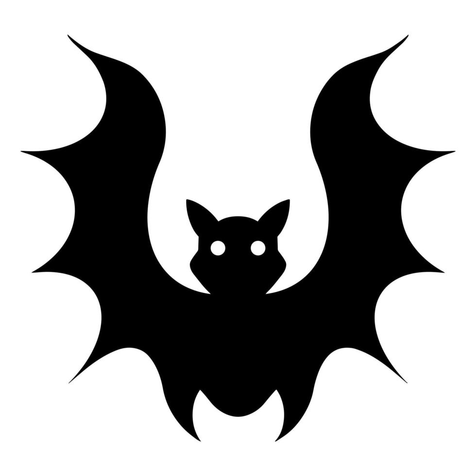 icona vettore pipistrello. illustrazione di vampiro isolato su bianco. sagoma di un predatore notturno con occhi rotondi. scarabocchio disegnato a mano. un animale con grandi ali vola. arredamento di halloween. monocromo.