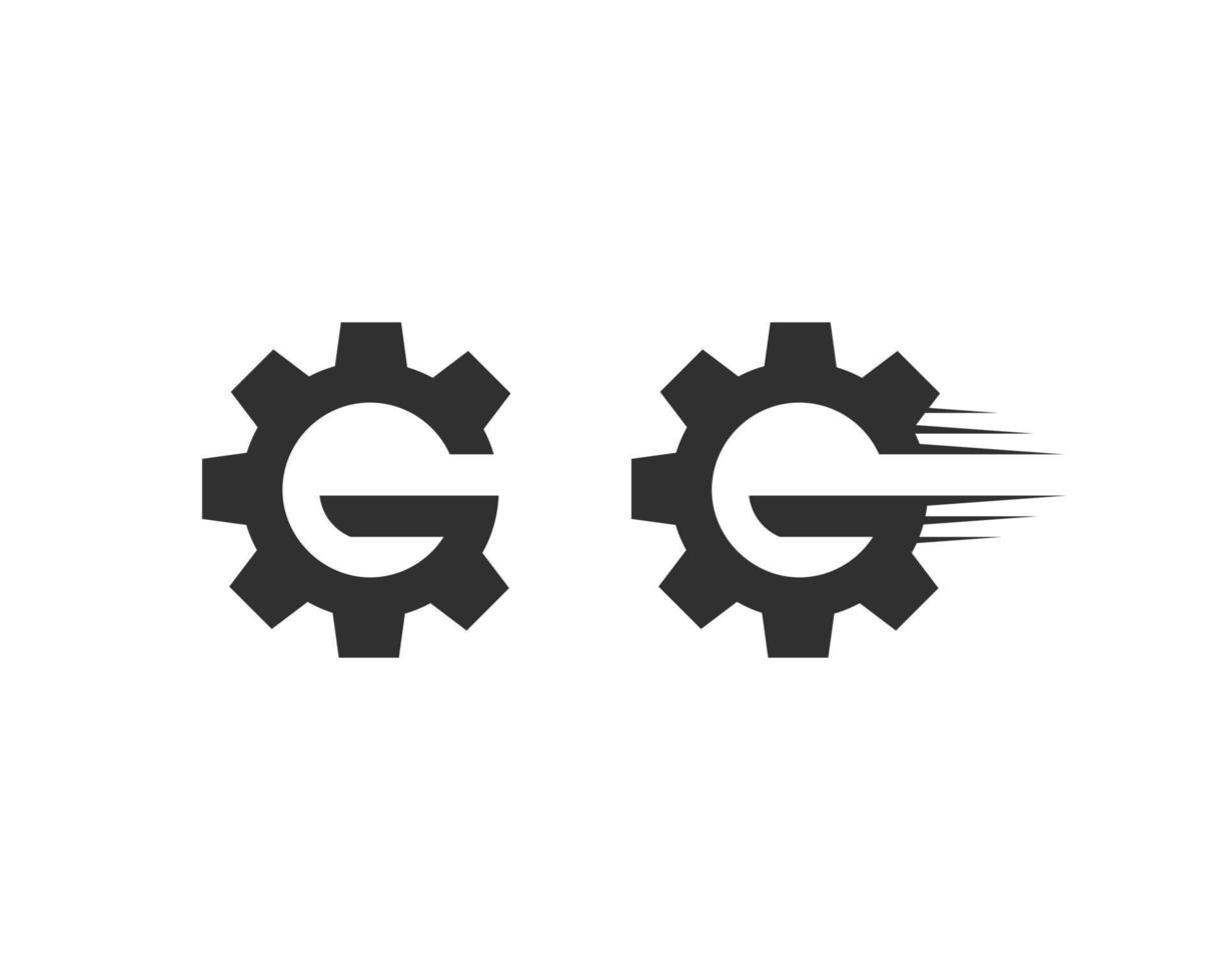logo ingranaggio con lettera g vettore