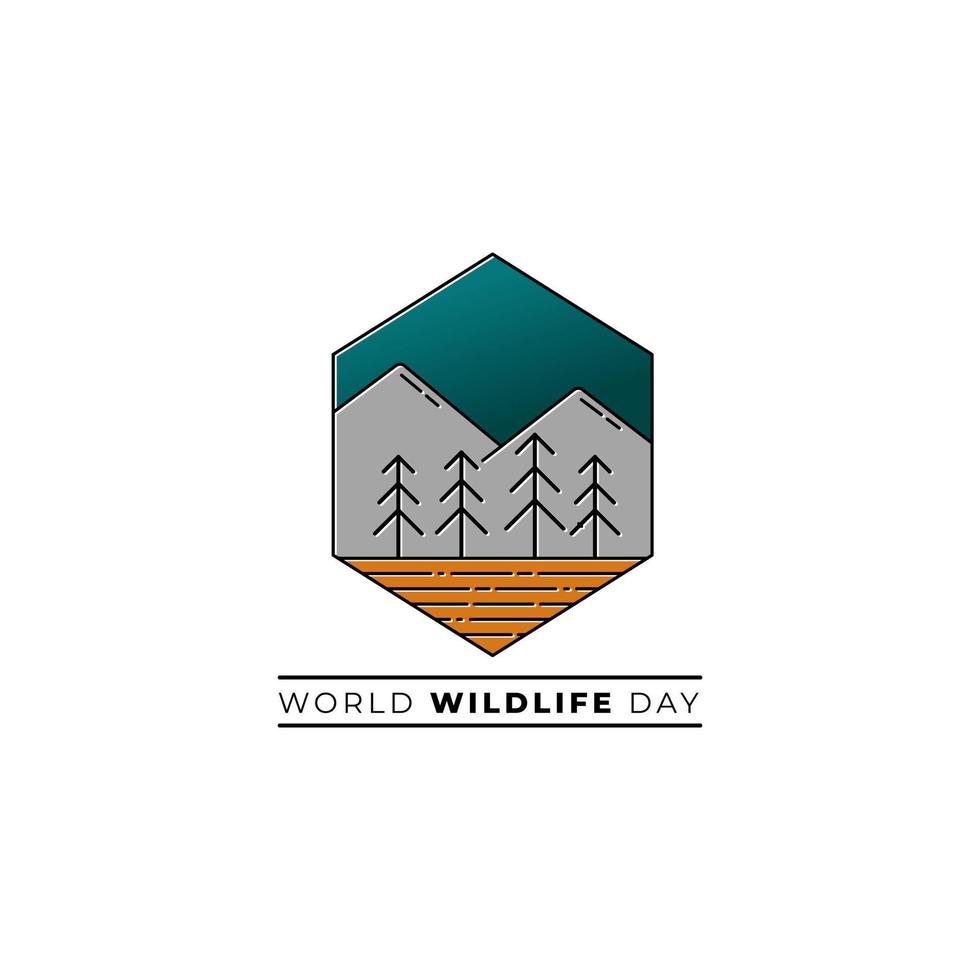 line art simbolo del design forestale. buon modello per la giornata della fauna selvatica o la progettazione ambientale vettore
