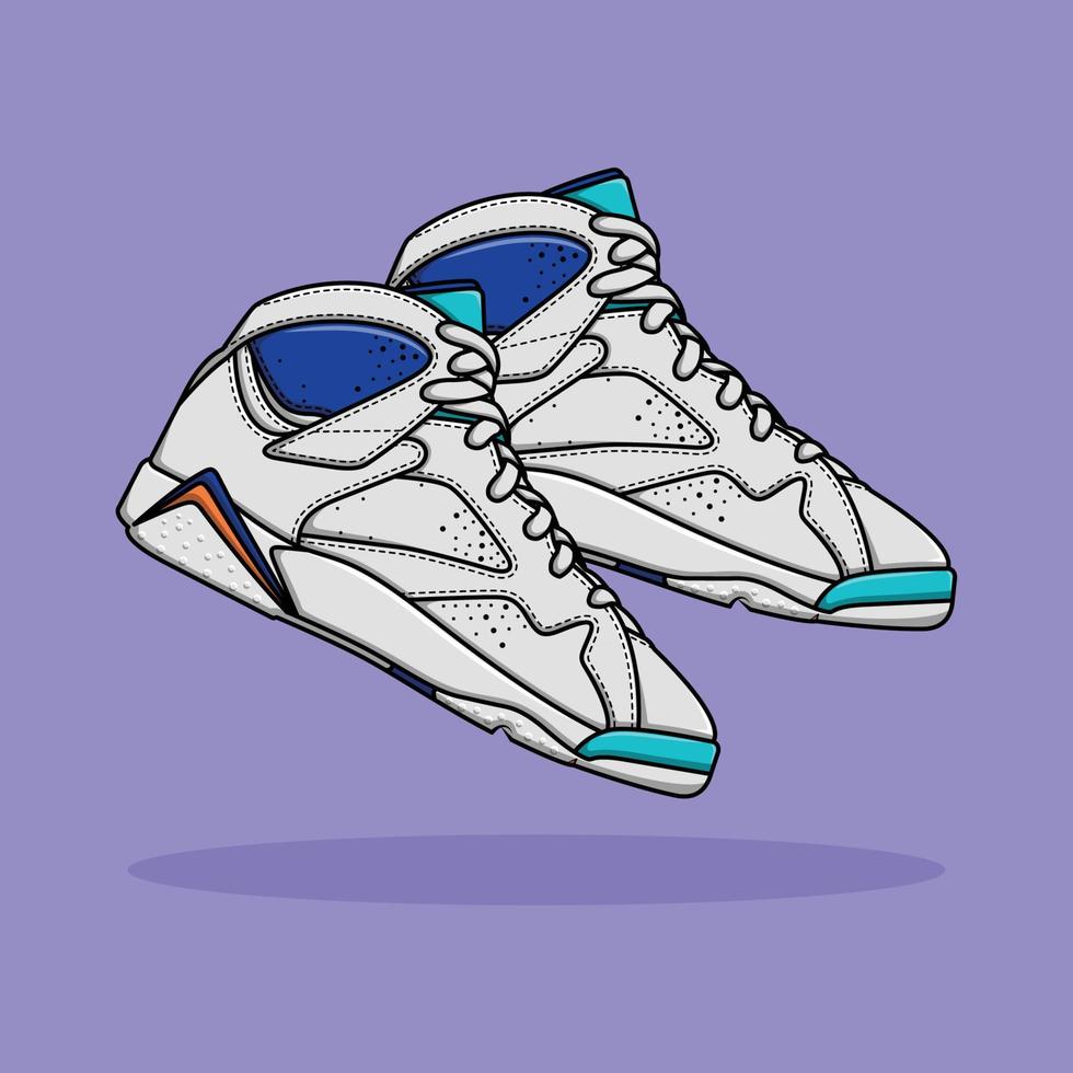 illustrazione vettoriale di scarpe da ginnastica bianche blu