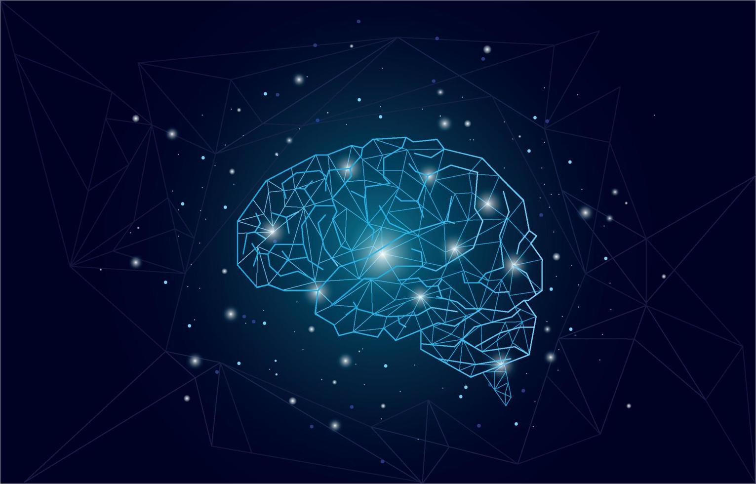 illustrazione del cervello a basso numero di poli vettore