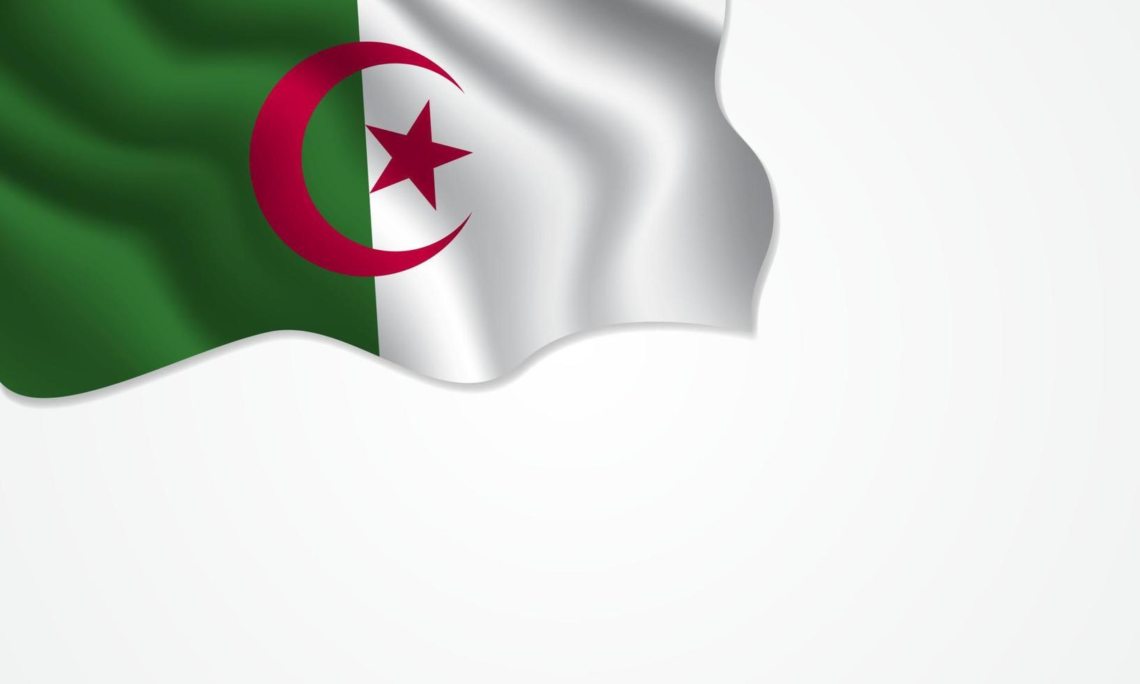 bandiera dell'Algeria sventola illustrazione con copia spazio su sfondo isolato vettore
