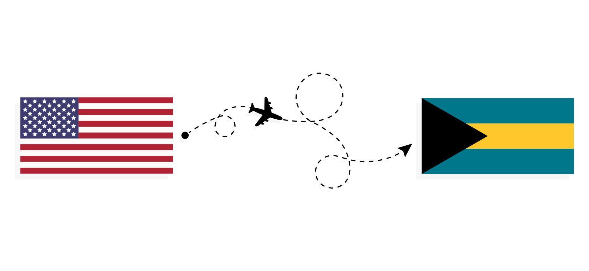 volo e viaggio dagli Stati Uniti alle Bahamas con il concetto di viaggio in aereo passeggeri vettore