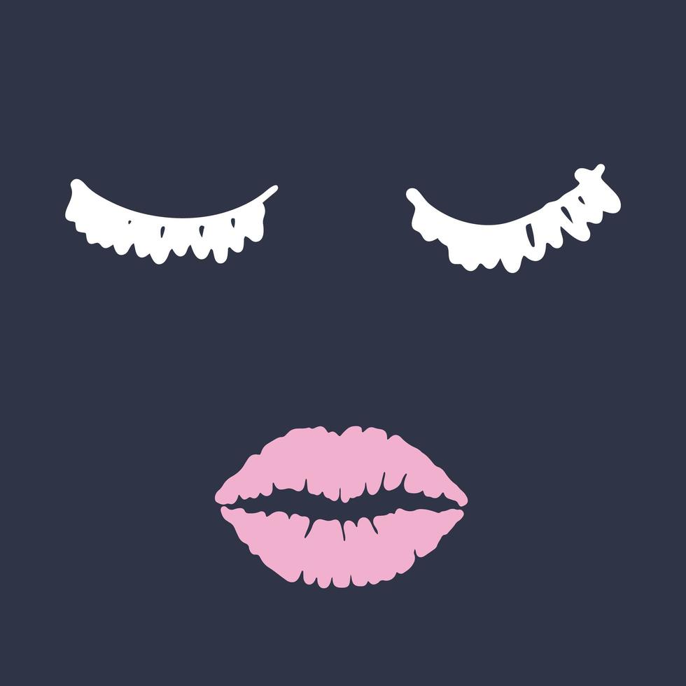volto di donna. concetto di bellezza. ciglia e labbra. trucco. illustrazione vettoriale