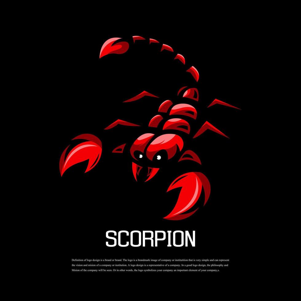 Scorpione mascotte logo disegno vettoriale con stile moderno concetto di illustrazione per la stampa di badge, emblema e tshirt