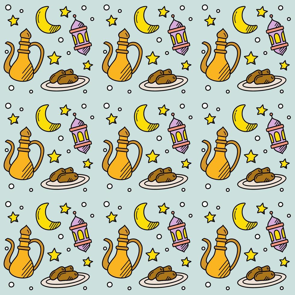 disegno vettoriale senza cuciture con motivo doodle ramadan