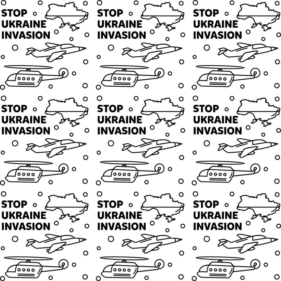 fermare l'invasione dell'ucraina scarabocchiare l'illustrazione del disegno vettoriale del modello sembrante