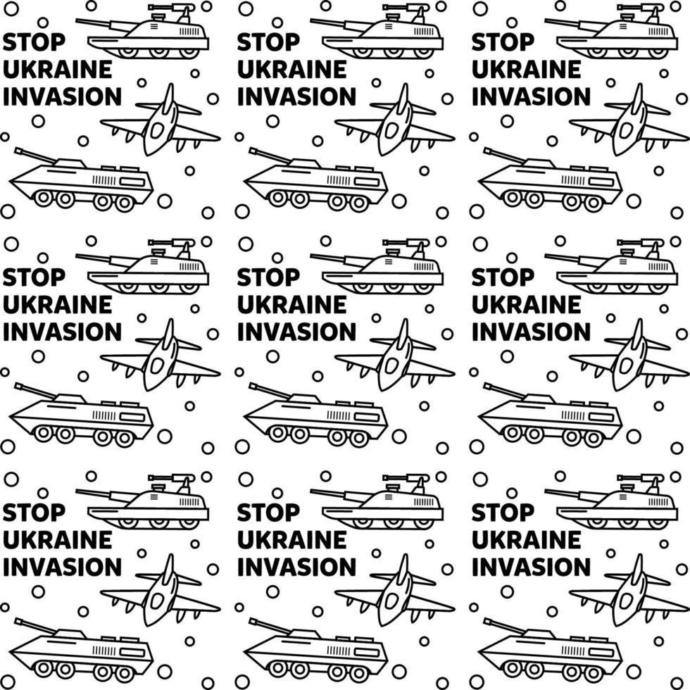 fermare l'invasione dell'ucraina scarabocchiare l'illustrazione del disegno vettoriale del modello sembrante