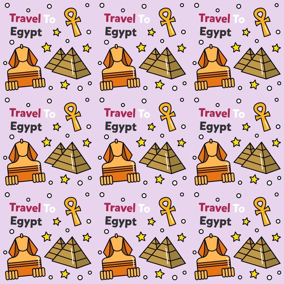 viaggiare in egitto doodle seamless pattern vector design