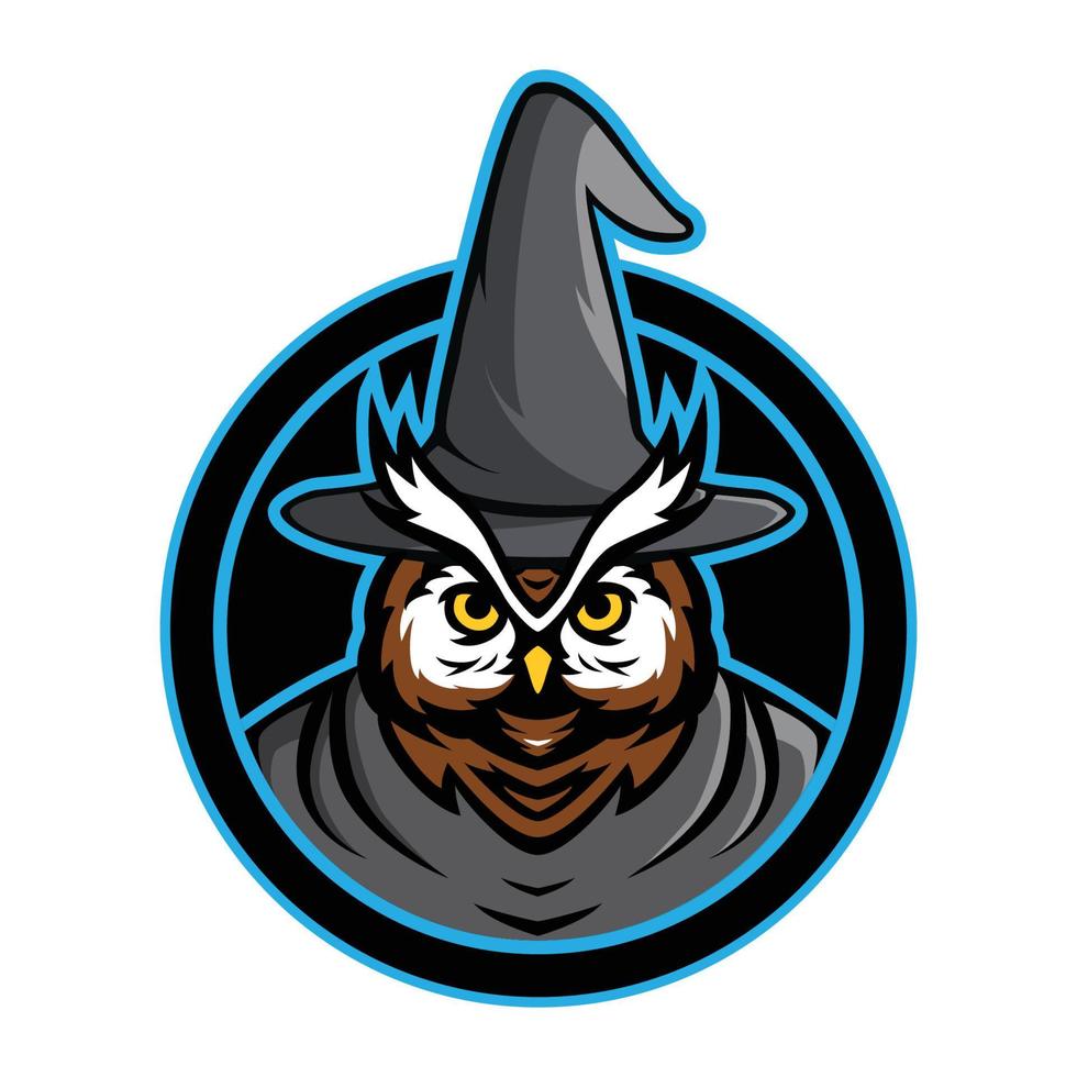 logo esport della mascotte del gufo magico vettore