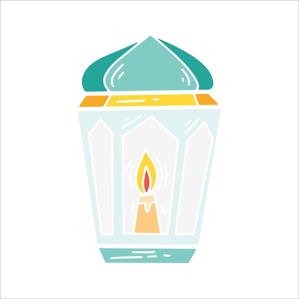illustrazione dell'icona di doodle del glifo a colori della lanterna araba vettore