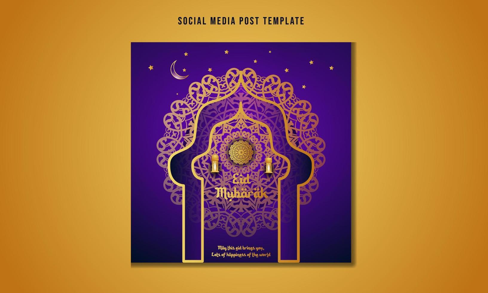 viola islamico eid ul fitr social media post design vettore