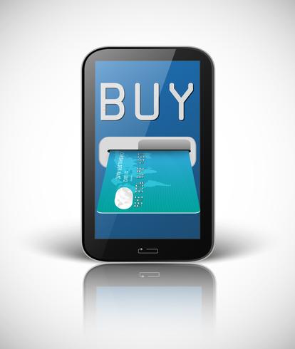 concetto di e-commerce con smartphone e carta di credito vettore