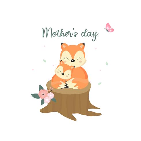 Simpatici animali per la festa della mamma. Foxes mamma e bambino. vettore