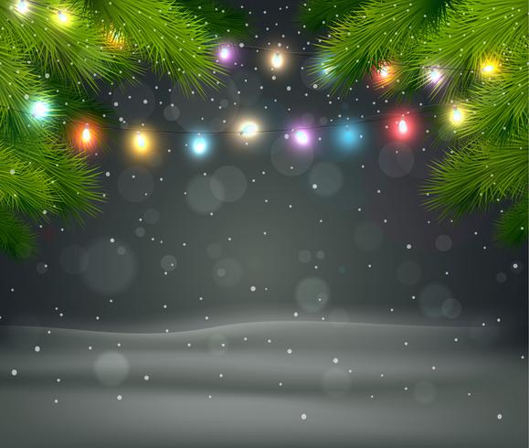 Sfondo di Natale con albero e luce vettore