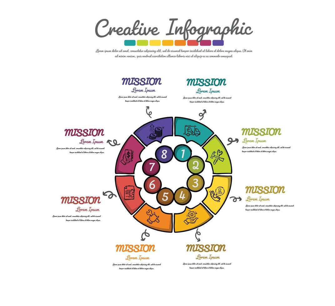 opzione 8 disegnata a mano infografica. vettore