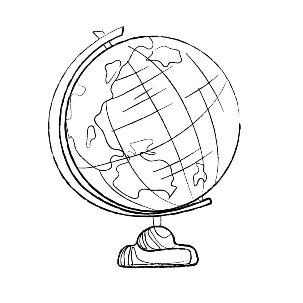 illustrazione di contorno vettoriale globo su sfondo bianco. icona del globo di linea moderna astratta. illustrazione isolata disegno a mano. grafica vettoriale. modello di progettazione.
