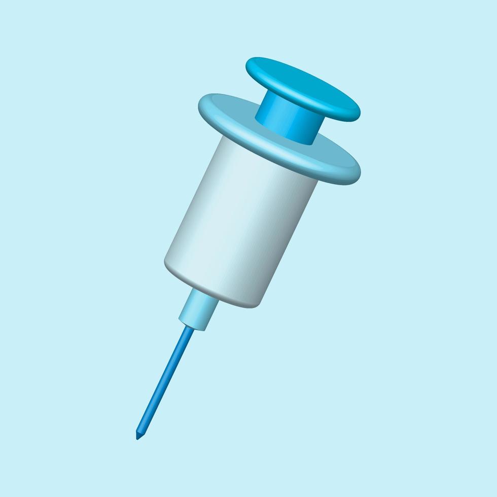 Siringa 3d per vaccinazione vaccinale iniezione vaccinazione antinfluenzale icona con attrezzatura medica vettore