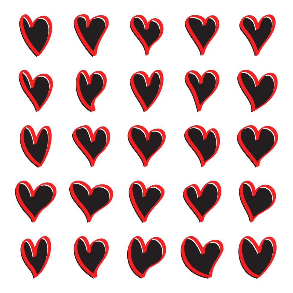 raccolta di icone del cuore disegnate a mano vettore