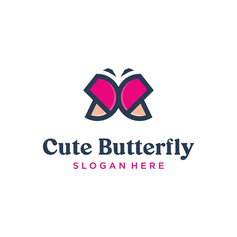 simpatico logo a forma di farfalla e lettera c. stile minimalista e moderno vettore