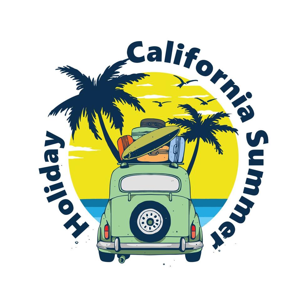illustrazione della spiaggia estiva della California vettore