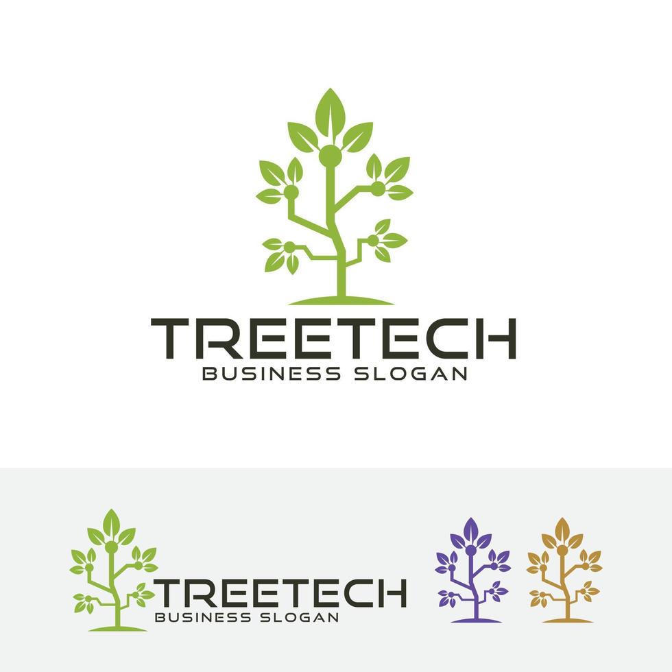design del logo della tecnologia dell'albero vettore