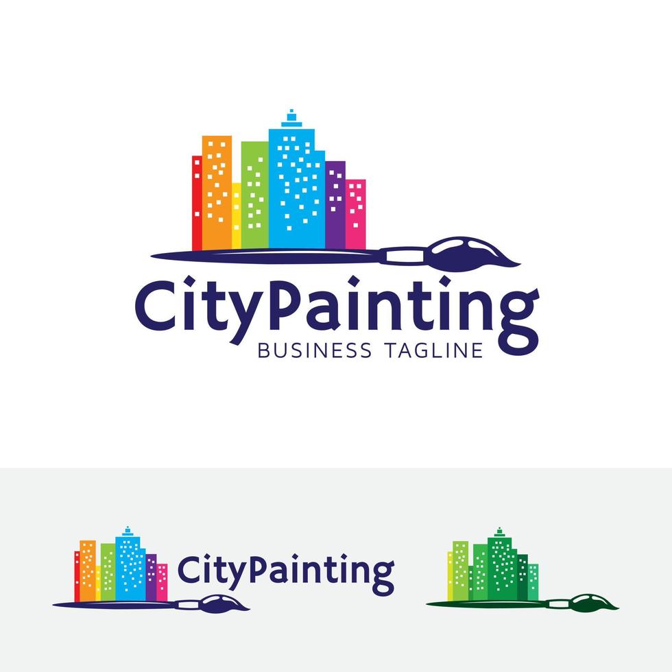 disegno del logo della pittura della città vettore