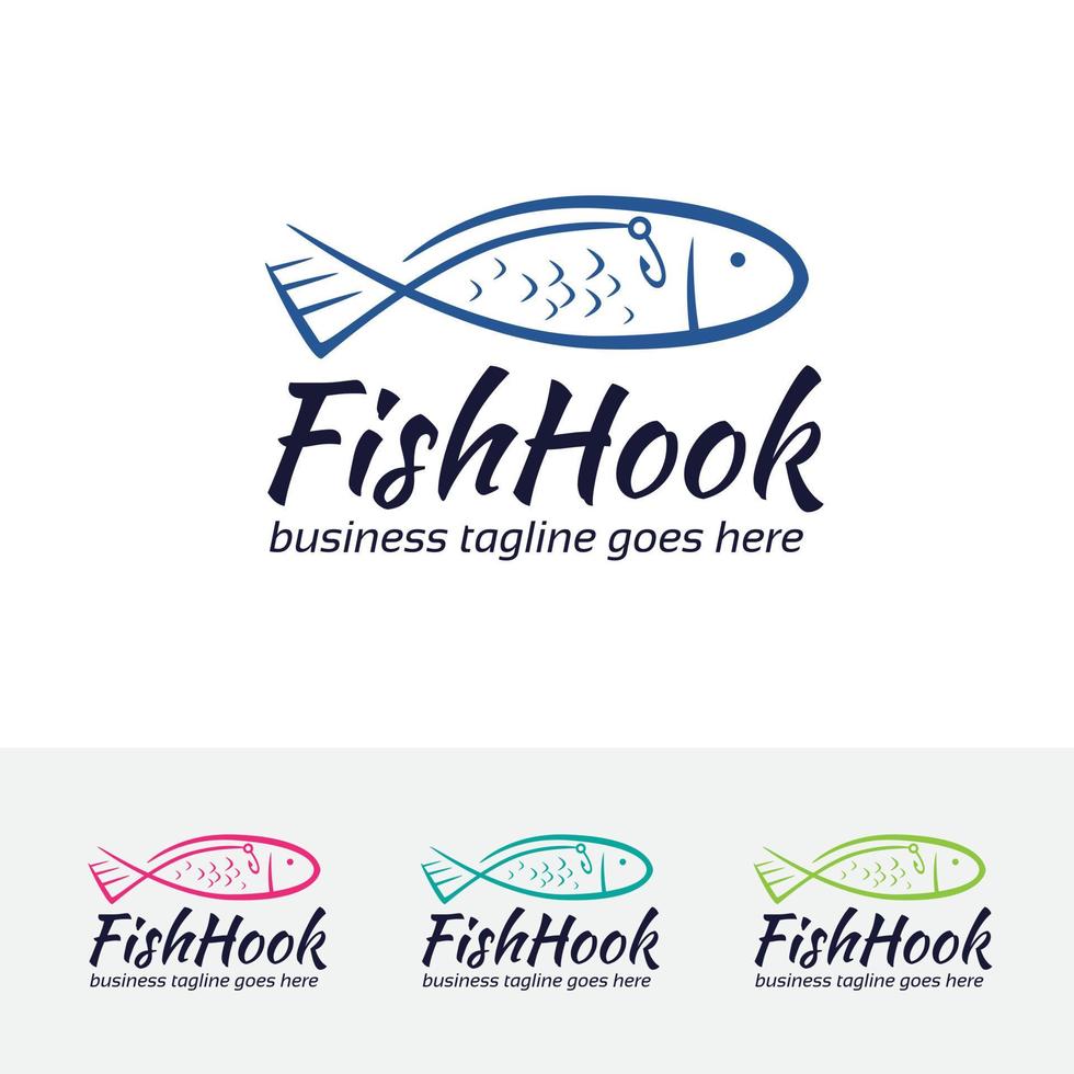 concetto di design del logo dell'amo da pesca vettore