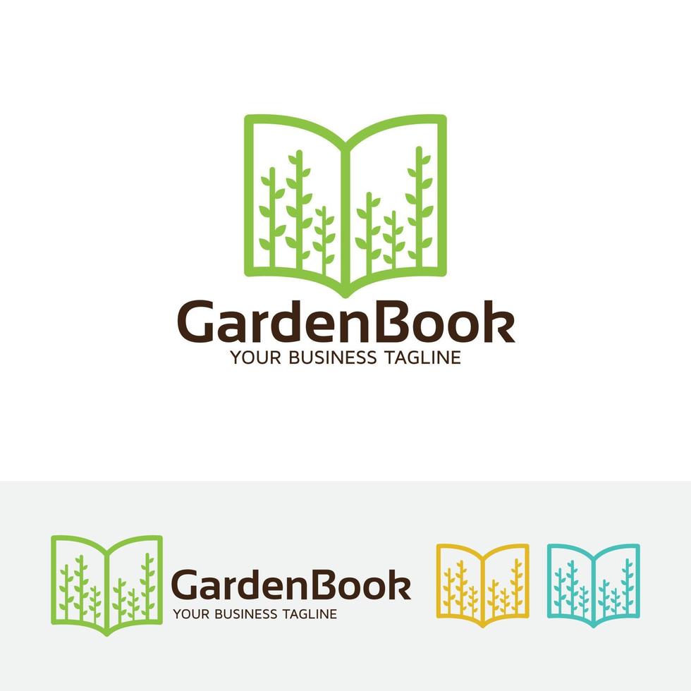 disegno del logo del libro del giardino vettore