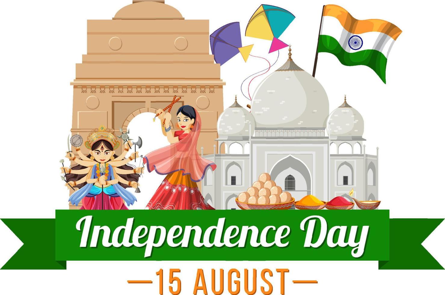 felice giorno dell'indipendenza dell'india vettore