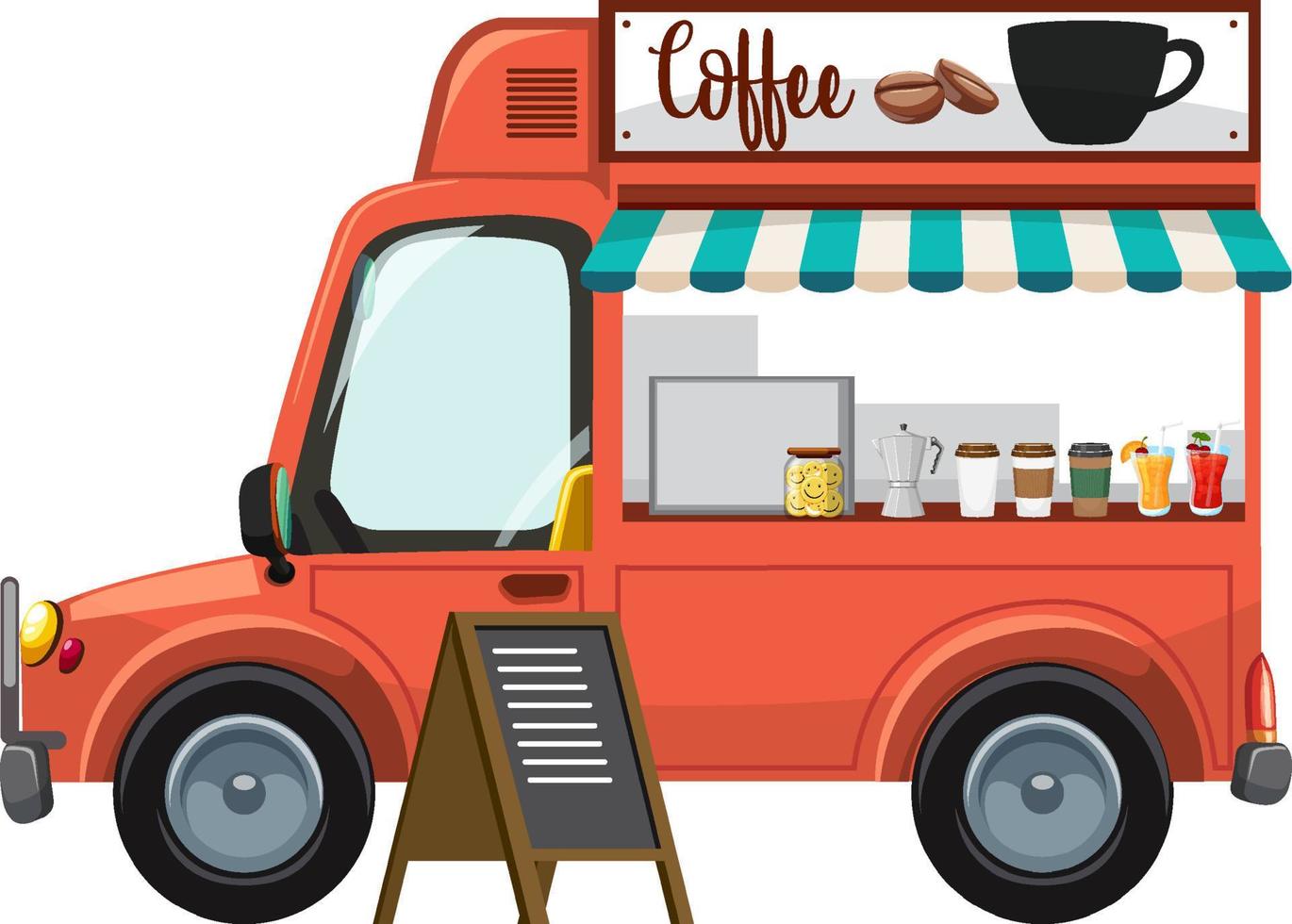 un simpatico camion del caffè su sfondo bianco vettore