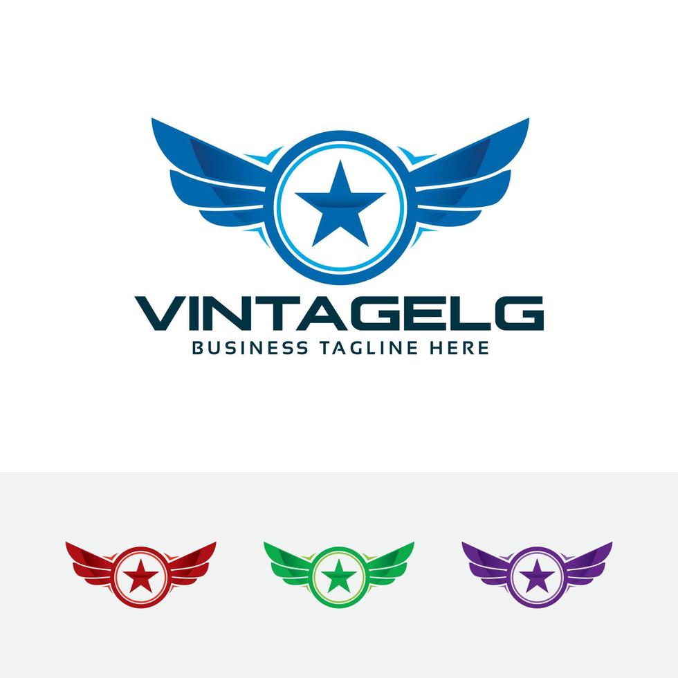 design del logo delle ali vintage vettore