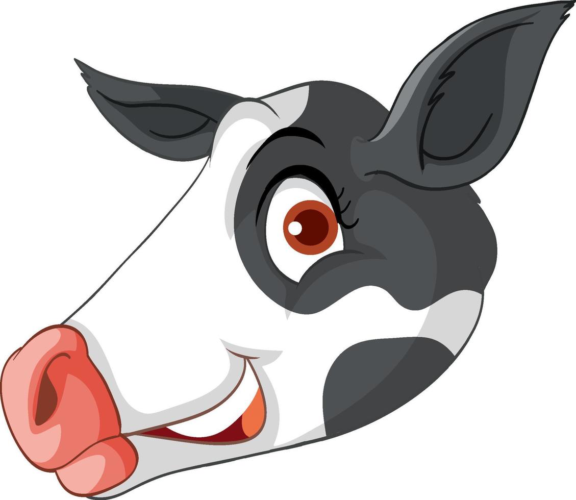 vista laterale della testa di vacca in stile cartone animato vettore