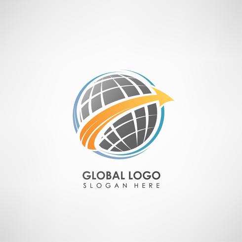 Modello di logo di concetto globale. Modello di etichetta per il simbolo dell&#39;azienda. Illustrazione vettoriale