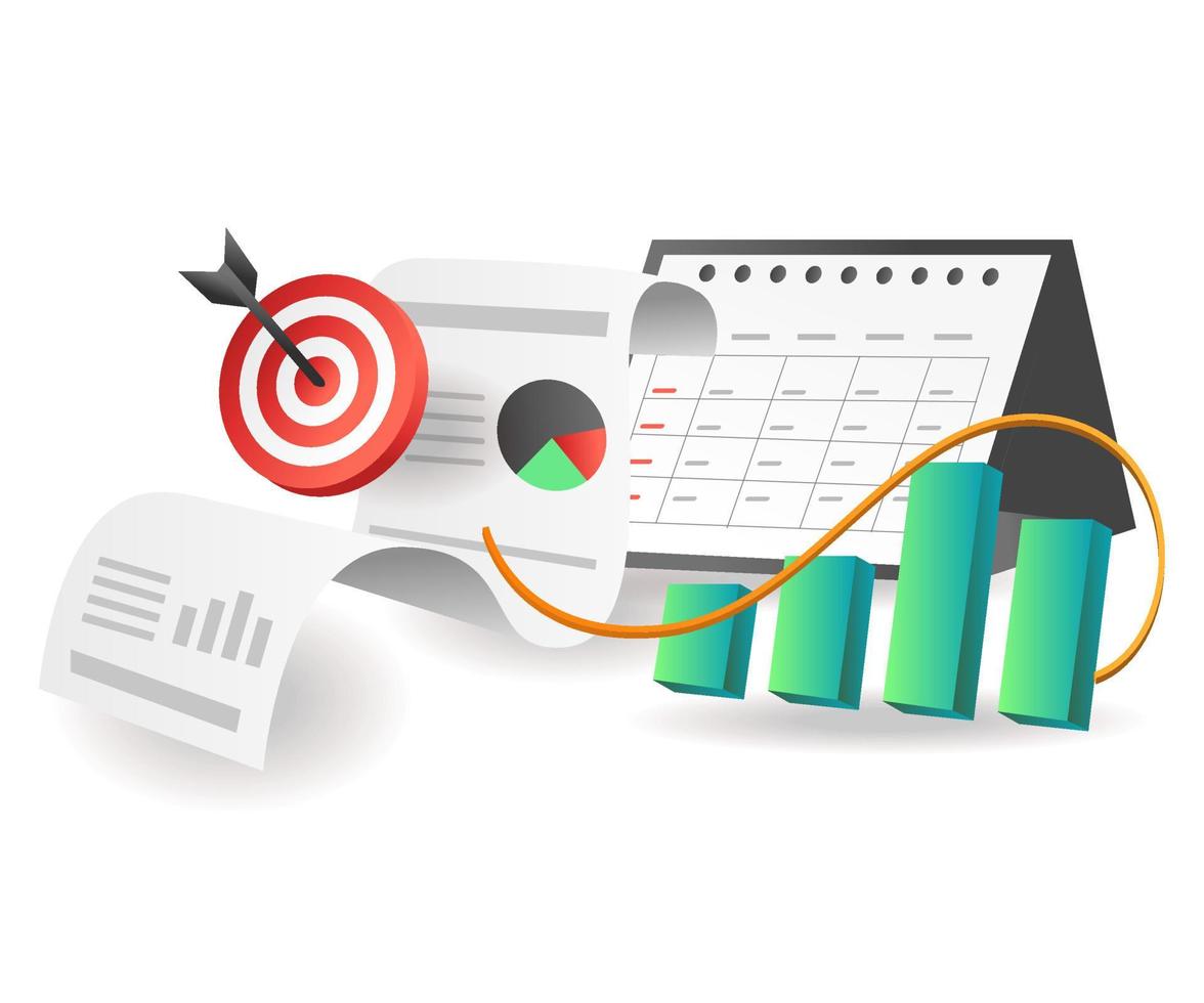 concetto di illustrazione isometrica piatta. calendario per le attività di investimento vettore