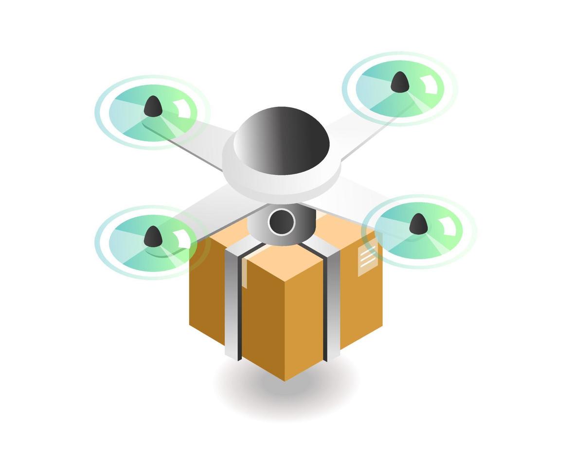 concetto di illustrazione isometrica. drone di consegna vettore