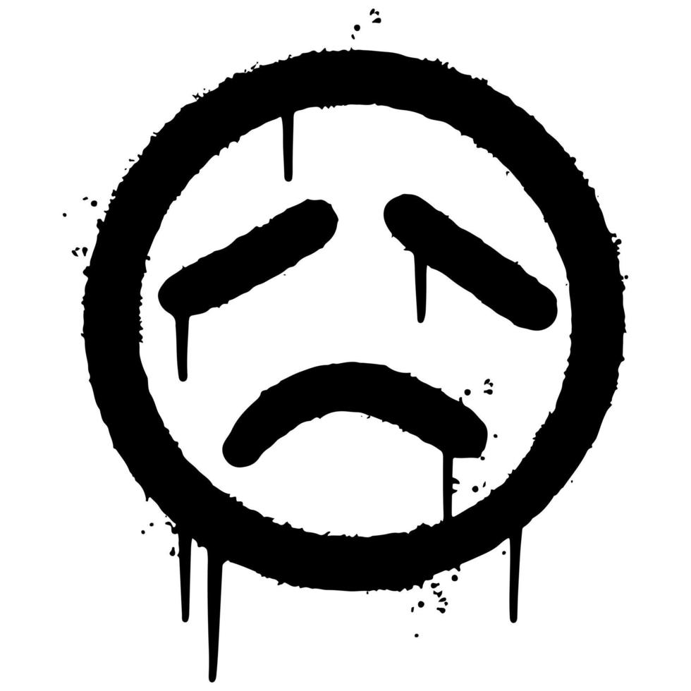 graffiti emoticon faccia malata spaventosa spruzzata isolata su sfondo bianco. illustrazione vettoriale. vettore
